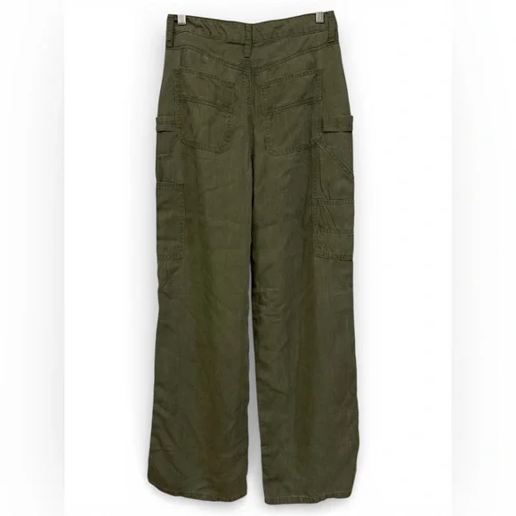 KUT from The Kloth Womens Sienna Super Wide Leg in Olive Carpenter Pants Size 0 - Picture 4 of 11